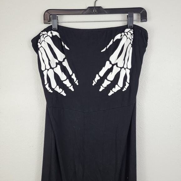 Boohoo Womens Black Skeleton‎ Strapless Skinny Leg One Piece Jumpsuit Size 18 - Picture 4 of 11